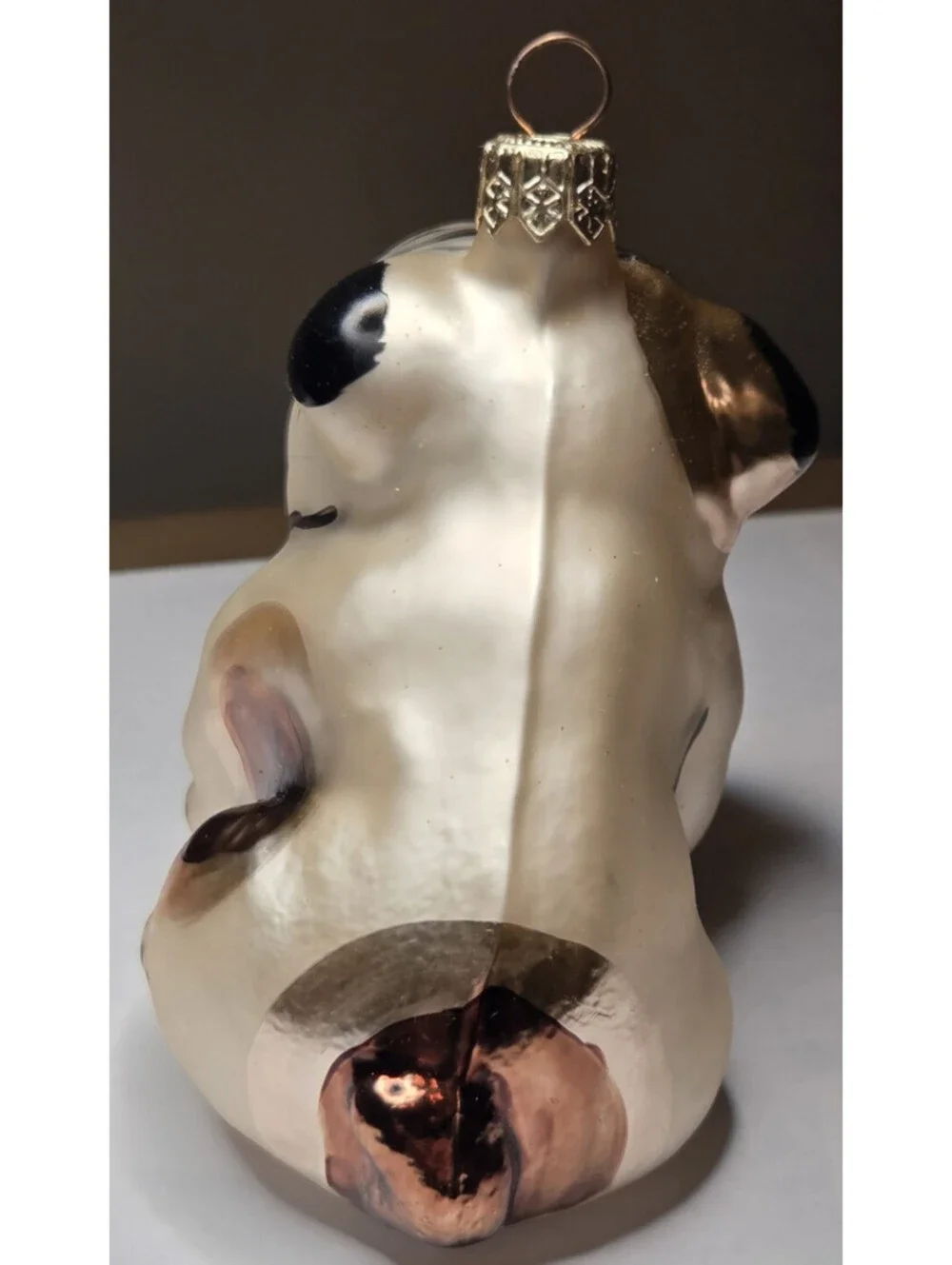 Christopher Radko Glass Pug Dog Christmas Ornament Holding Red Glitter Ball #3